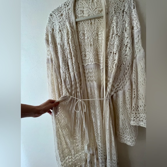 RARE! Free people crochet robe caftan duster - Picture 4 of 9